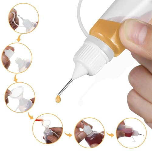 Gozaqe Silicone Glue Applicator Bottles,10 Pcs Needle Tip Applicator,15ML Needle Tip Glue Bottle for DIY Quilling Craft (White) (10) - Image 3