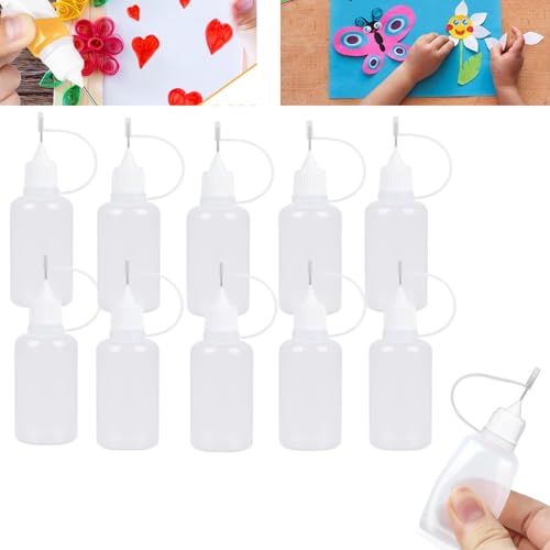 Gozaqe Silicone Glue Applicator Bottles,10 Pcs Needle Tip Applicator,15ML Needle Tip Glue Bottle for DIY Quilling Craft (White) (10) - Image 1