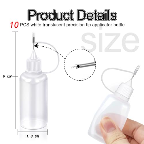 Gozaqe Silicone Glue Applicator Bottles,10 Pcs Needle Tip Applicator,15ML Needle Tip Glue Bottle for DIY Quilling Craft (White) (10) - Image 4
