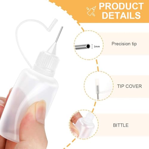 Gozaqe Silicone Glue Applicator Bottles,10 Pcs Needle Tip Applicator,15ML Needle Tip Glue Bottle for DIY Quilling Craft (White) (10) - Image 2
