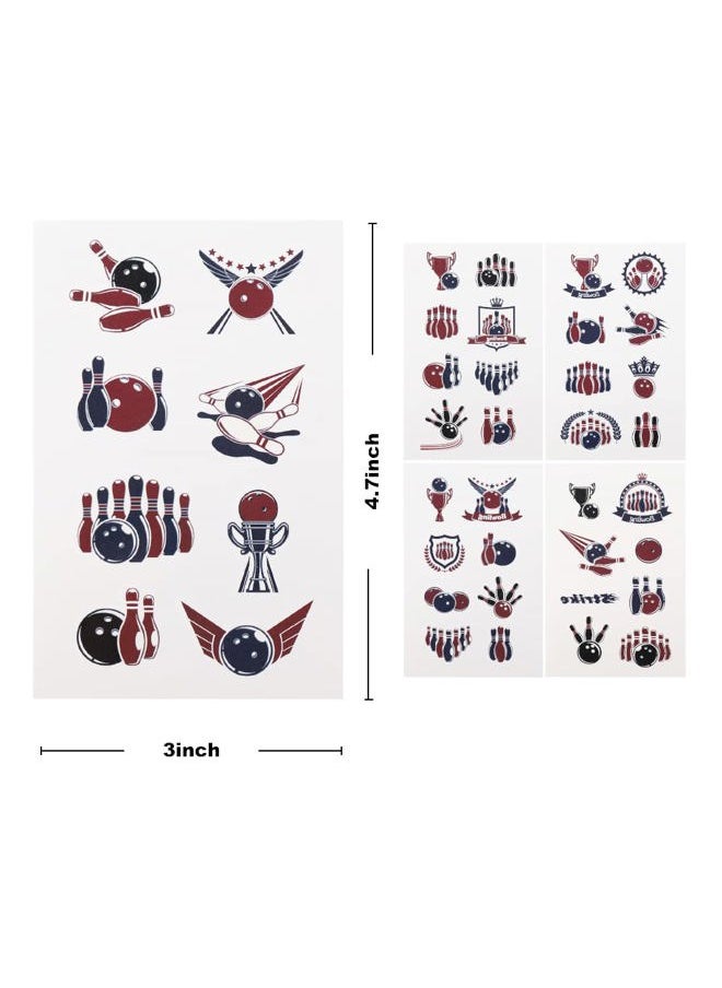 Cleverplay - 24 Sheets Bowling Temporary Tattoos, Kids' Party Favors - Image 1