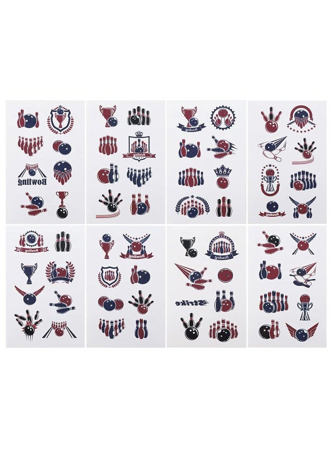 Cleverplay - 24 Sheets Bowling Temporary Tattoos, Kids' Party Favors - Image 1
