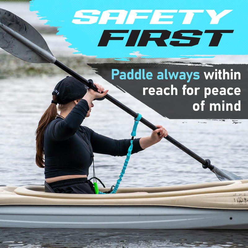Gradient Fitness 2 Pack Kayak Paddle Leash, 5-8 Feet Stretchable Paddle Strap With Carabiner Secure Leash Lanyard Rope For Sup Kayak Canoe Paddle Fishing Pole Rod - Image 2