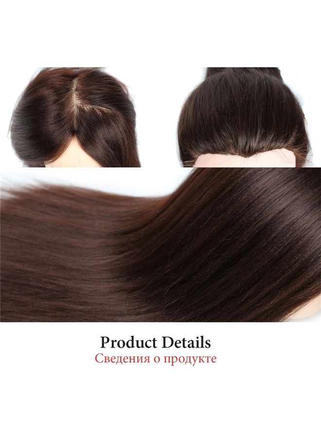 Leeven 20 Inch 60% Human Hair Training Practice Head Styling Cutting Mannequin Manikin Head with Free Clamp Holder Brown Hair Doll Head - Image 3