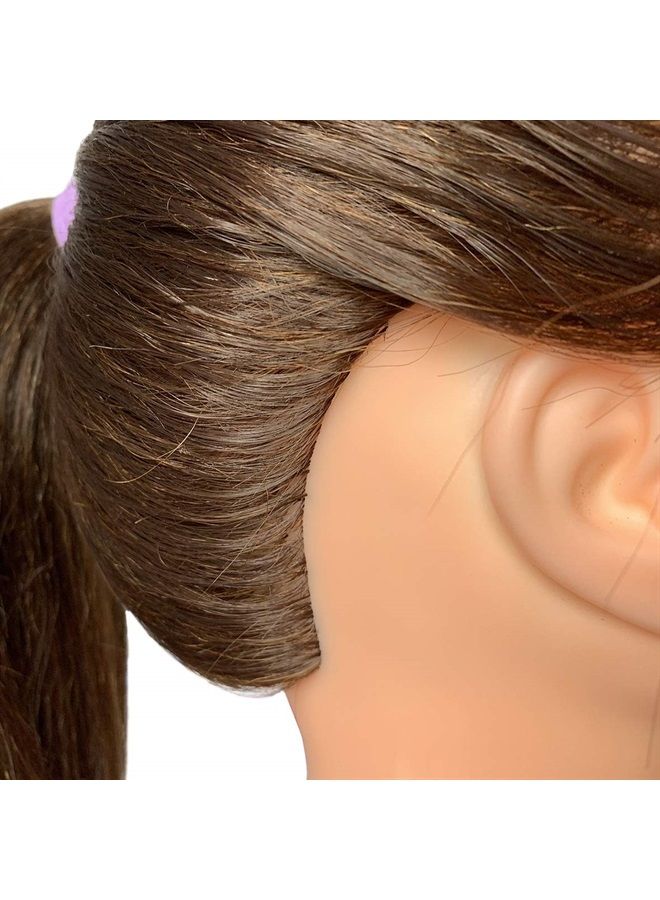 Leeven 20 Inch 60% Human Hair Training Practice Head Styling Cutting Mannequin Manikin Head with Free Clamp Holder Brown Hair Doll Head - Image 5