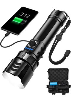 Flashlights High Lumens Rechargeable, LED Small Tactical XHP70.2 Battery Powered Flash Light, Powerful Pocket Flashlights for Emergency Camping Hiking Waterproof Zoomable