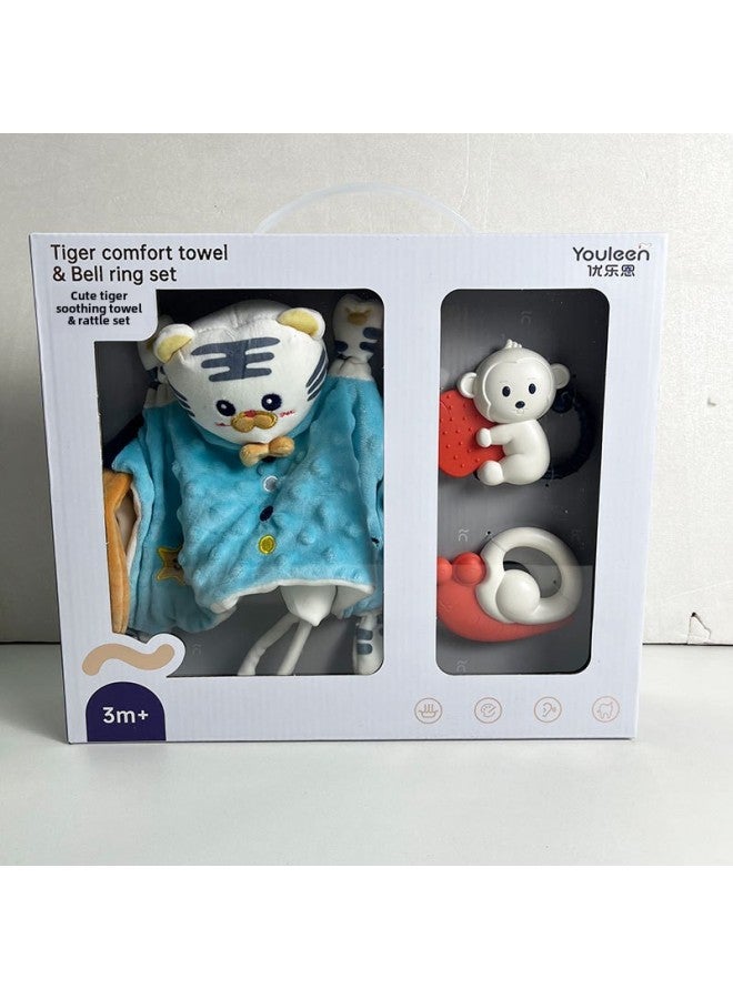 Authentic Newborn Baby Hand Rattle 0-6 Months Baby Educational Early Education Grasping Training Teeth Gel Bite Toy-Color:5323 Cute Tiger Ambulance Towel Rattle Set - Image 1