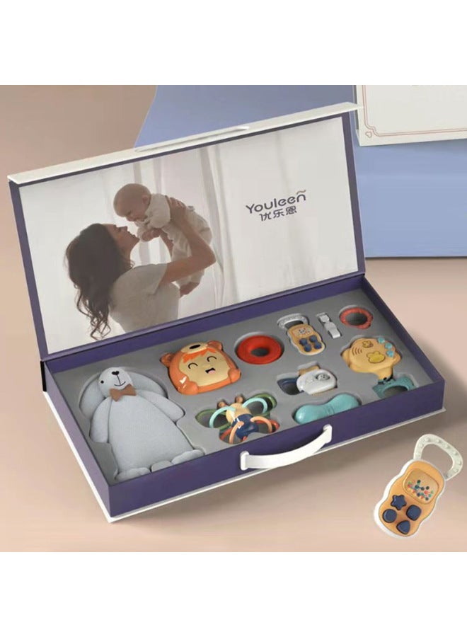 Authentic Newborn Baby Hand Rattle 0-6 Months Baby Educational Early Education Grasping Training Teeth Gel Bite Toy-Color:5323 Cute Tiger Ambulance Towel Rattle Set - Image 3