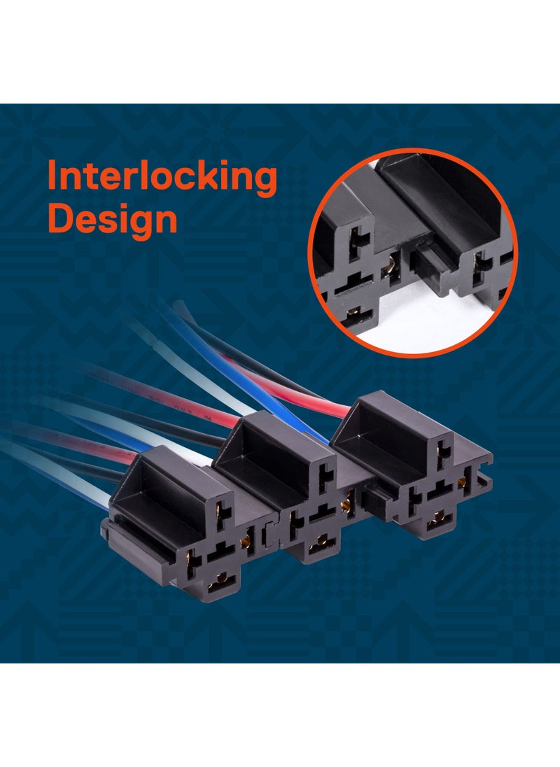ONLINE LED STORE True MODS 6 Pack 4-Pin 12V Bosch Style Fused Relay Switch Kit [Interlocking Harness Socket Holder] [14 AWG Hot Wires] [SPST] [30 Amp] 12 Volt Automotive relays with Fuse for Auto Cars  - Image 2