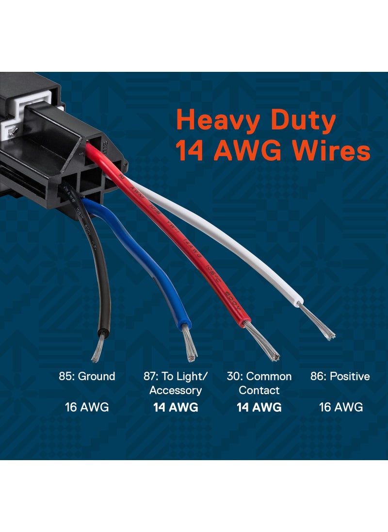 ONLINE LED STORE True MODS 6 Pack 4-Pin 12V Bosch Style Fused Relay Switch Kit [Interlocking Harness Socket Holder] [14 AWG Hot Wires] [SPST] [30 Amp] 12 Volt Automotive relays with Fuse for Auto Cars  - Image 5