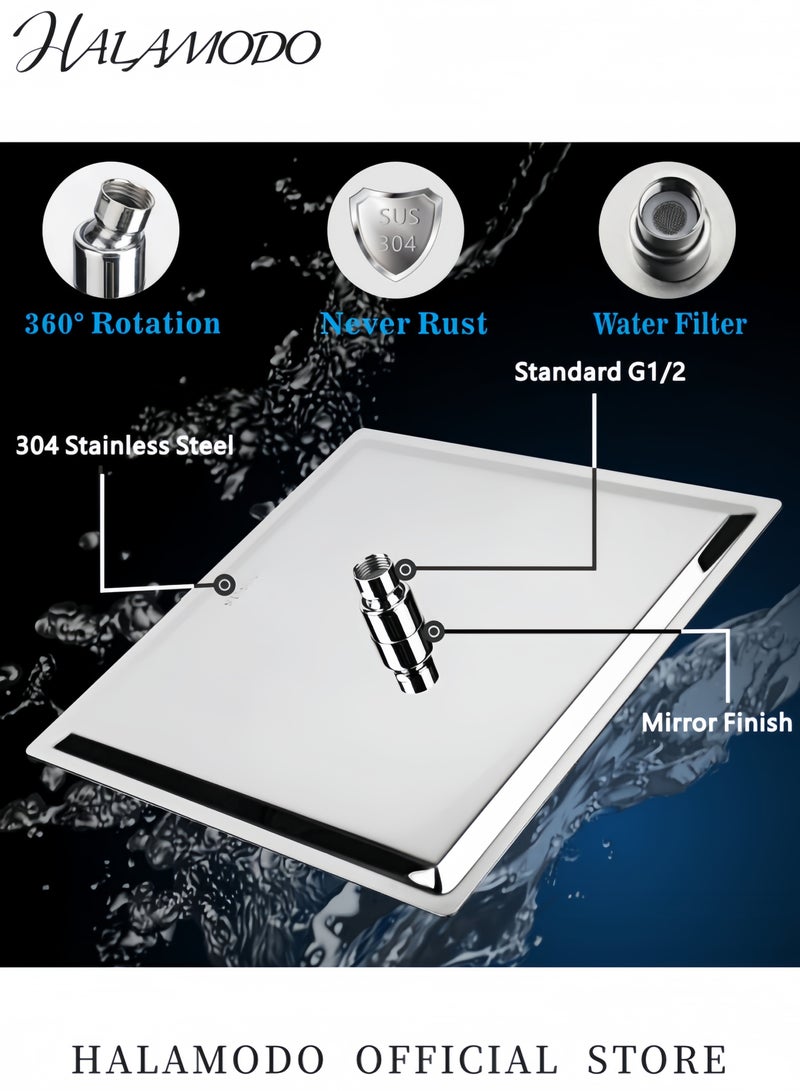 HALAMODO Pressure Rain Shower Head 100-Hold Silver 8inch - Image 2