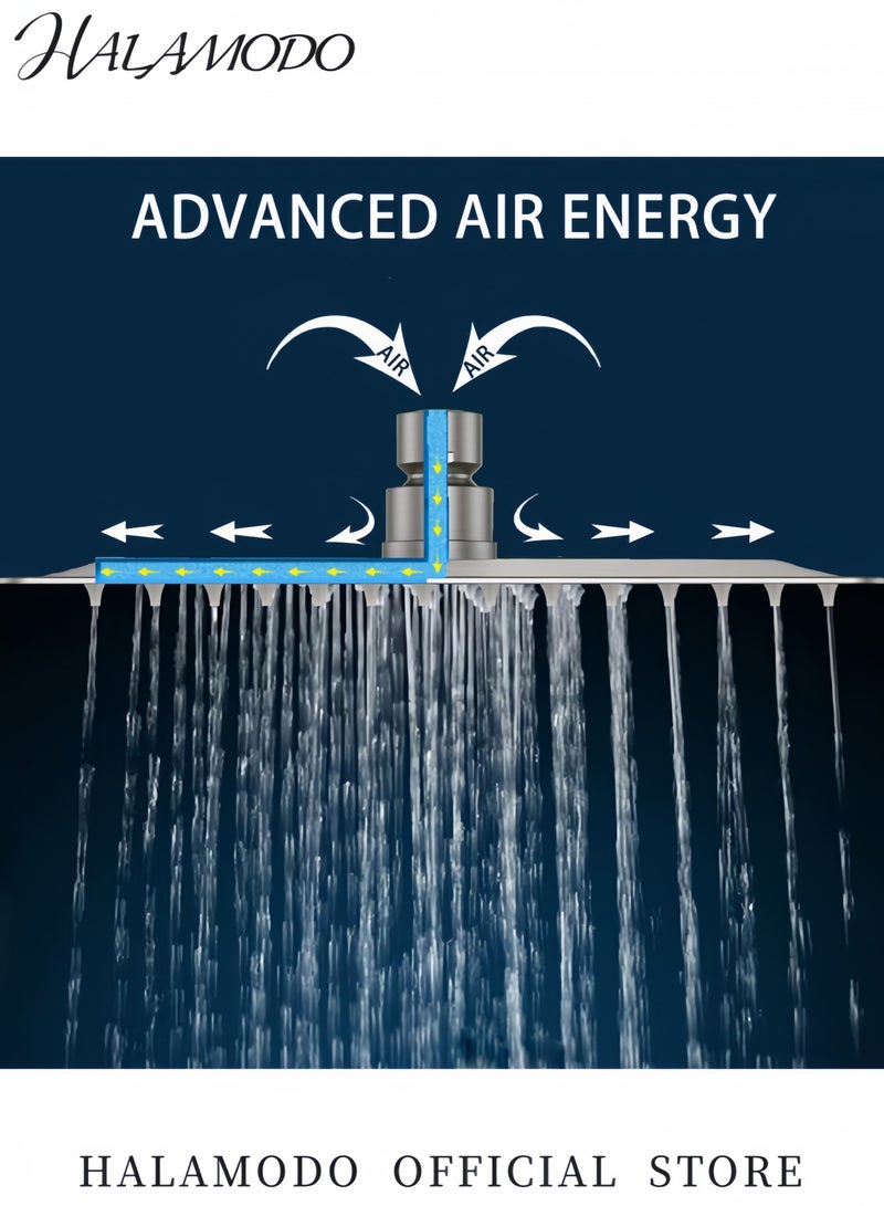 HALAMODO Pressure Rain Shower Head 100-Hold Silver 8inch - Image 5