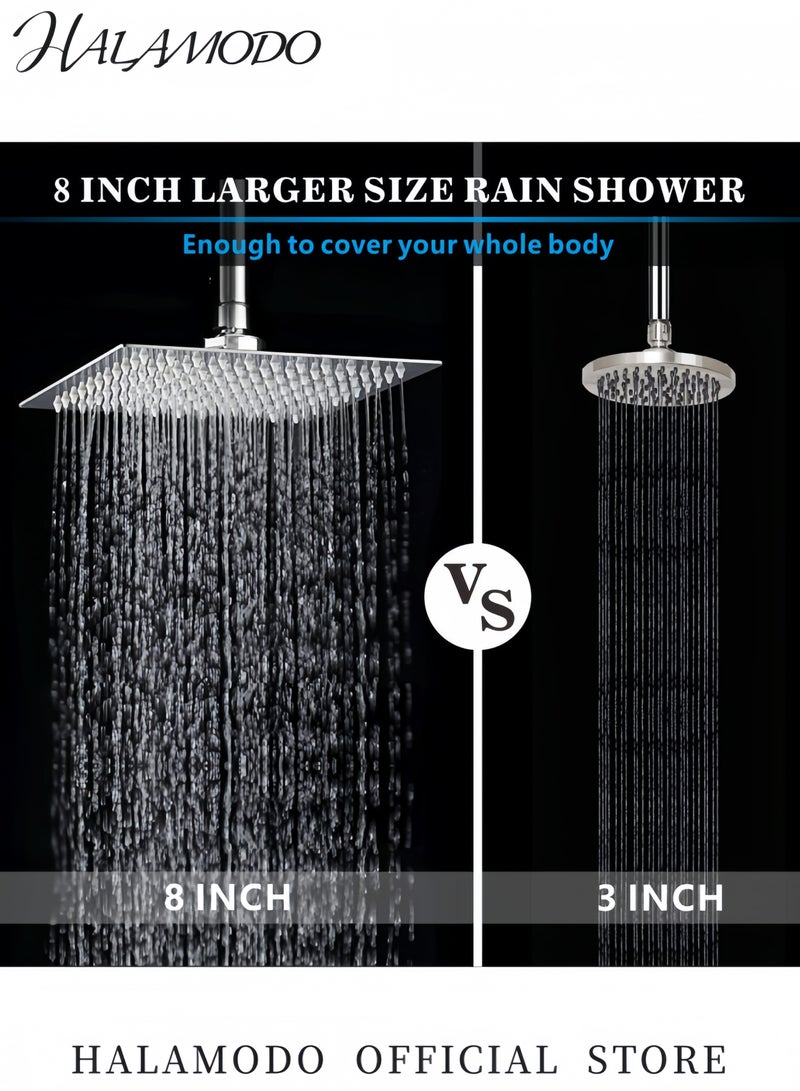 HALAMODO Pressure Rain Shower Head 100-Hold Silver 8inch - Image 4