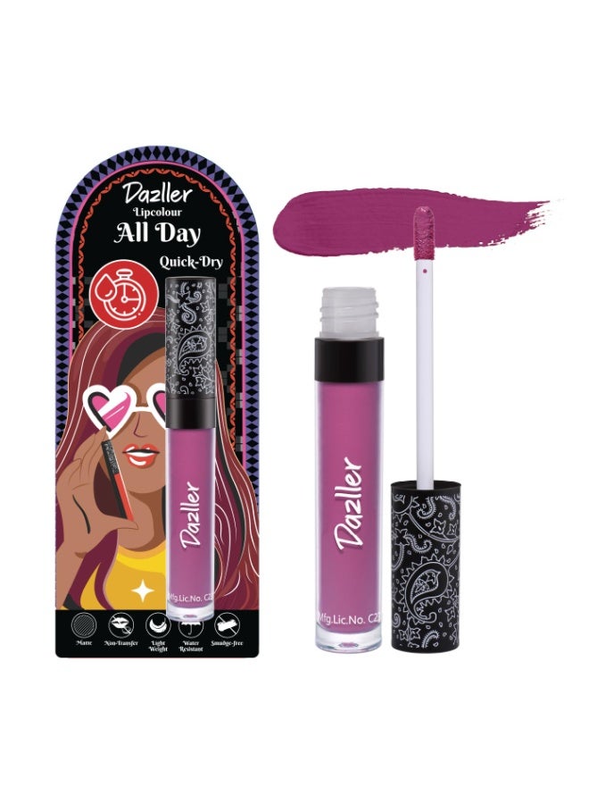 DAZLLER Matte All Day Lipcolour|Moisturizing Kokum Butter|Non-Transfer & Smudge-Proof|8Hr Stay|Liquid Lipstick For Women|Dlc040 Dita|6G - Image 1