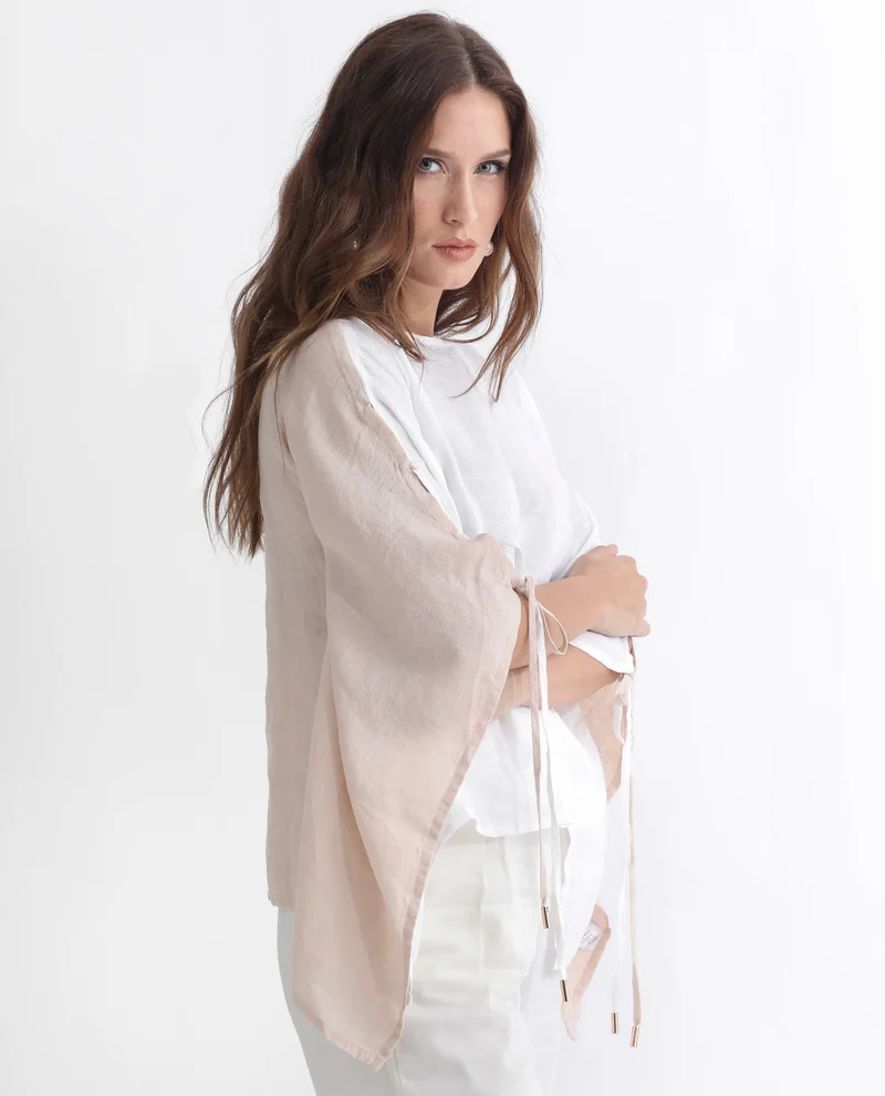 Rareism Women's Linen Colour Blocked Kaftan Top