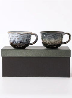 ROOMTONE Set of 2, Coffee Mug Set, Milk Bowl, Cereal Bowl, Vintage Handmade Cups, Unique Design, 270ml  - Image 1