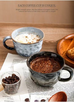ROOMTONE Set of 2, Coffee Mug Set, Milk Bowl, Cereal Bowl, Vintage Handmade Cups, Unique Design, 270ml  - Image 3