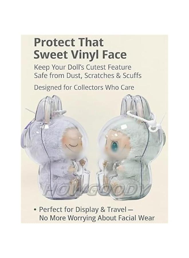 Protective Case for Labubu(HAve A Seat) Figure-Clear PVC Portable Storage Box with Keychain, Dustproof Scratch-resistant Collector Display Compatible with Sitting Series (Figure Not Included)  - Image 4