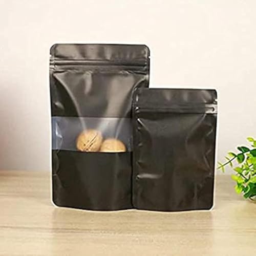 DEERA Black Ziplock Stand Up Pouch 100x170mm Pack of 50 - Image 1