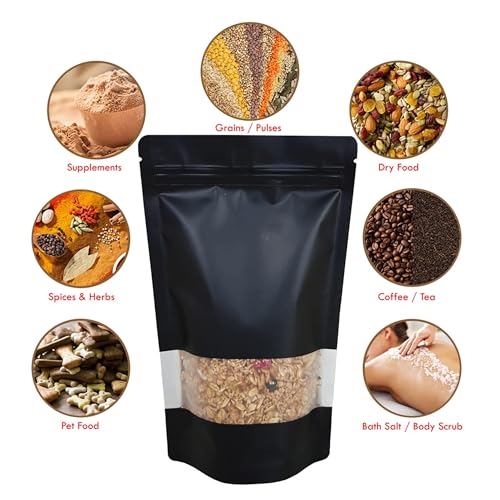 DEERA Black Ziplock Stand Up Pouch 100x170mm Pack of 50 - Image 2