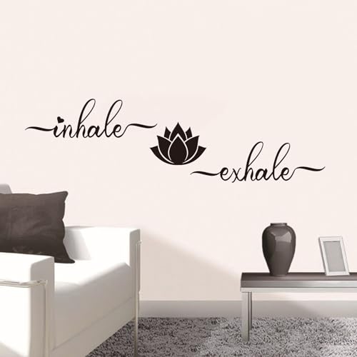 AnFigure Yoga Quotes Wall Stickers for Bedroom: Zen Lotus Flower Home Meditation Vinyl Art Wall Decals for Living Room Bathroom Kitchen Office - Inhale Exhale 25" X 7" - Image 5
