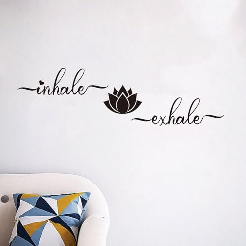 AnFigure Yoga Quotes Wall Stickers for Bedroom: Zen Lotus Flower Home Meditation Vinyl Art Wall Decals for Living Room Bathroom Kitchen Office - Inhale Exhale 25" X 7" - Image 4