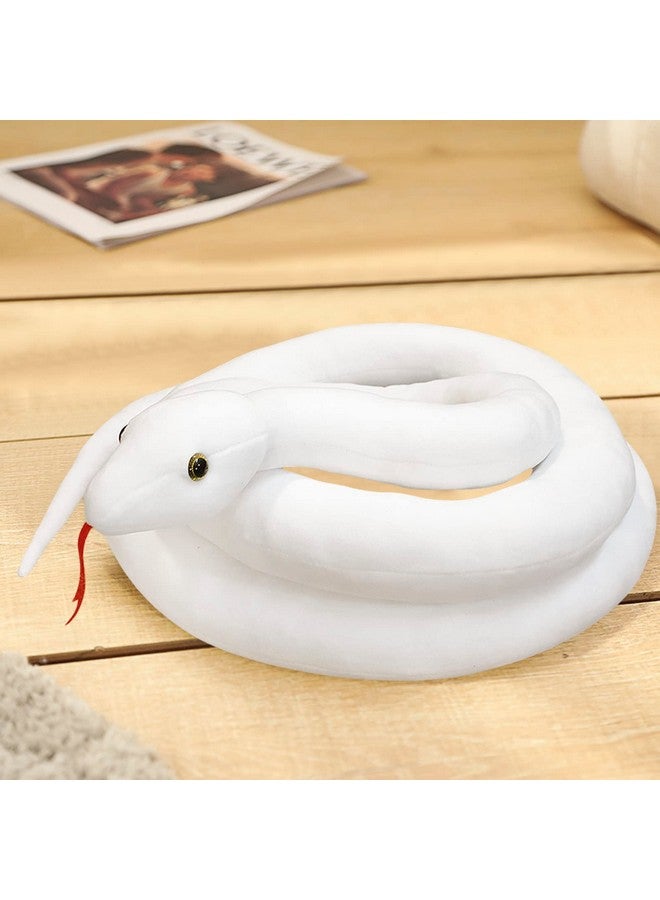 Clobeau Realistic Animal Stuff Snake 78 Inch Long Stuffed Animal Plush Snake Lifelike Snake Stuffed Animals Plush Toy Stuffed Snake Animal Plush Toy Large Snake Plush Toy Gifts For Kids (White) - Image 2