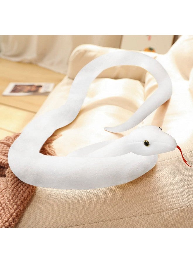 Clobeau Realistic Animal Stuff Snake 78 Inch Long Stuffed Animal Plush Snake Lifelike Snake Stuffed Animals Plush Toy Stuffed Snake Animal Plush Toy Large Snake Plush Toy Gifts For Kids (White) - Image 3