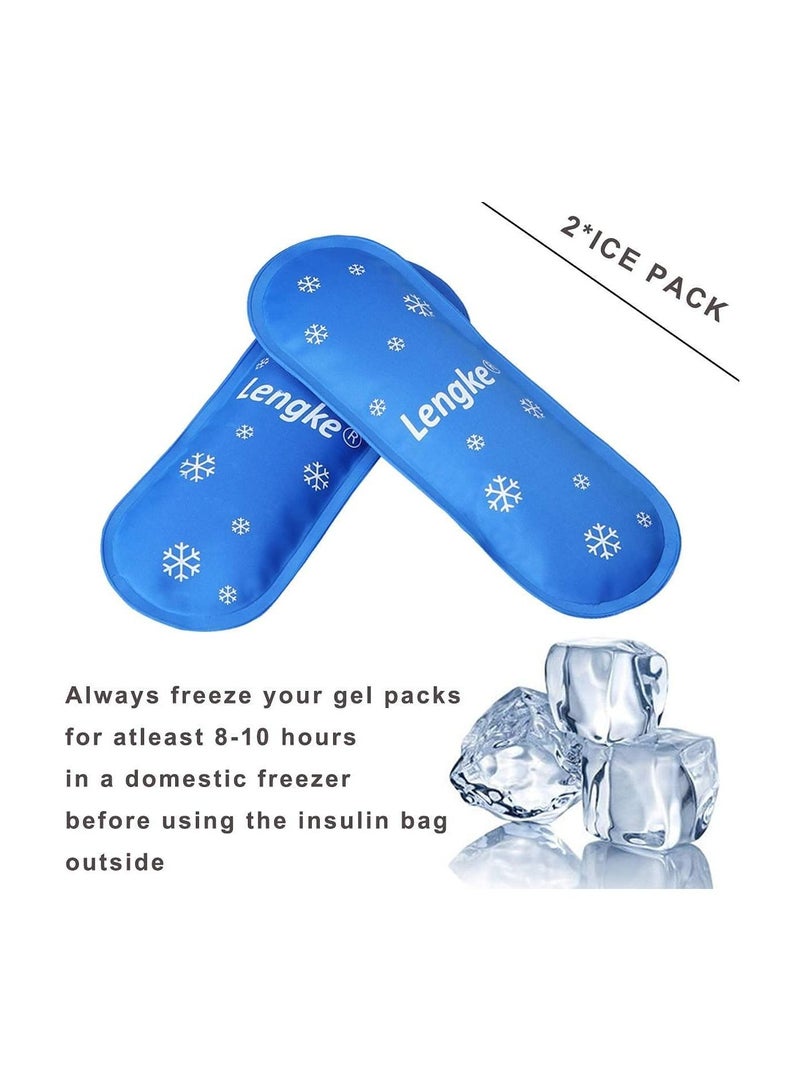 Leng Ke Insulin Cooler Travel Carrying Case Diabetic Medication Cooling Bag with 2 Ice Packs - Image 3