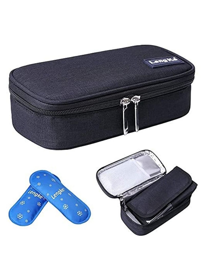 Leng Ke Insulin Cooler Travel Carrying Case Diabetic Medication Cooling Bag with 2 Ice Packs - Image 1
