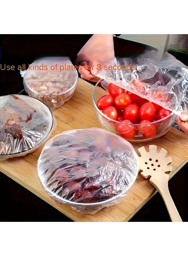 200 Pcs Food Grade Reusable Plastic Wrap Covers Transparent Elastic Seal Lids For Freshness Durable Stretchable Bowl And Plate Covers For Kitchen And Restaurant Use Food Storage Meal Prep Snug Fit Flexible Lids - Image 3