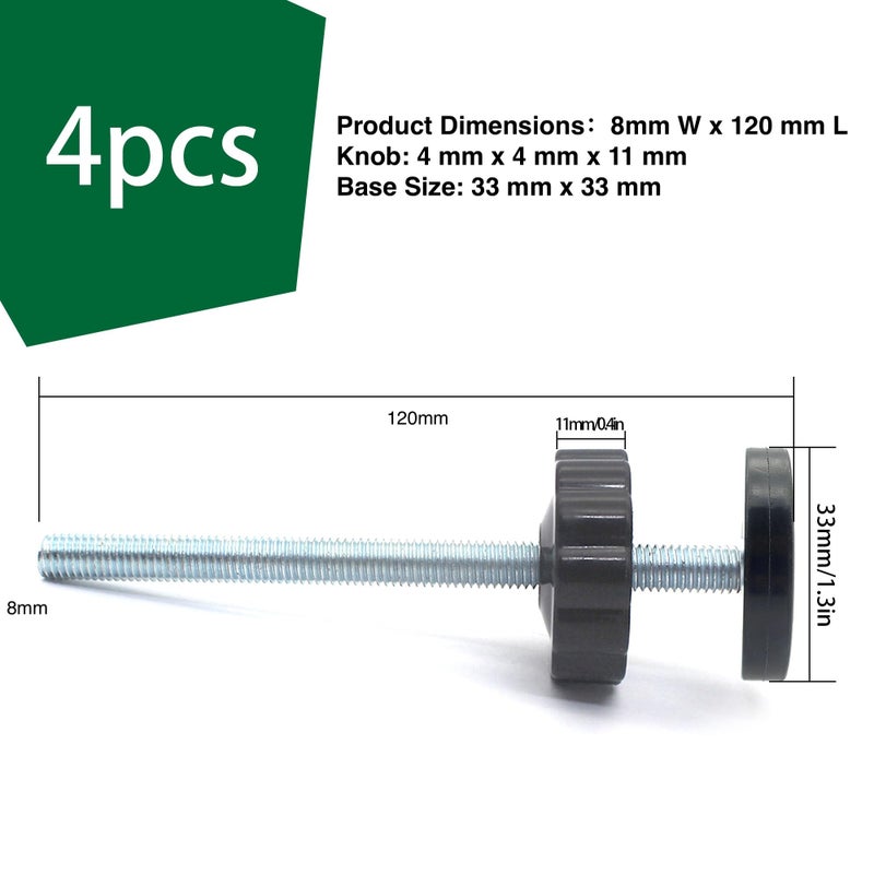 Vmaisi 4 Pack 8MM Baby Gate Threaded Spindle Rod, Replacement Hardware Parts Kit for Pet & Dog Pressure Mounted Safety Gates - Extra Long Wall Mounting Accessories Screws Rods Adapter Bolts Black - Image 3