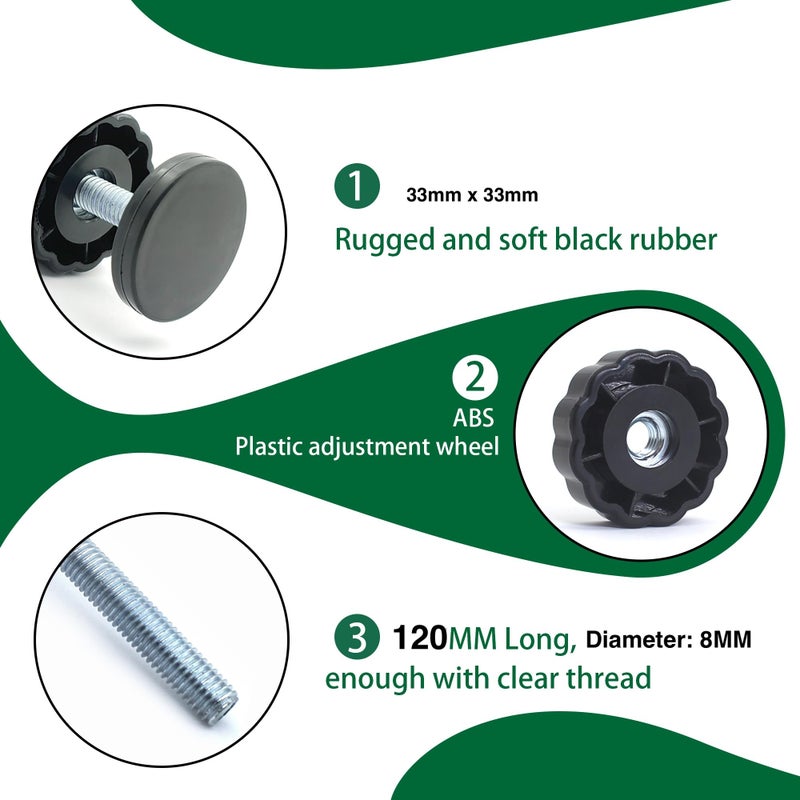 Vmaisi 4 Pack 8MM Baby Gate Threaded Spindle Rod, Replacement Hardware Parts Kit for Pet & Dog Pressure Mounted Safety Gates - Extra Long Wall Mounting Accessories Screws Rods Adapter Bolts Black - Image 2