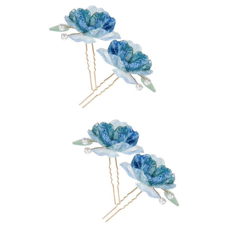4 pcs Bridal Hair Piece Floral Accessories Wedding Hairpins Flower Hair Pins for Wedding Brides - Image 1