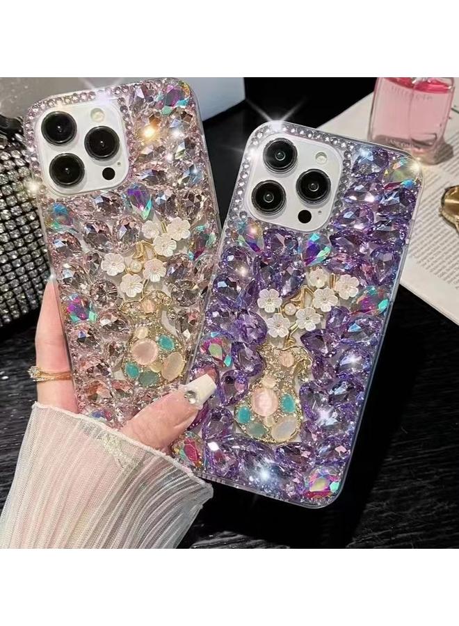 اس-توب جراب لهاتف iPhone 13 Pro Max مصنوع يدويًا من مادة البولي كربونات ومرصع بالألماس من زهرة البرقوق - Image 3