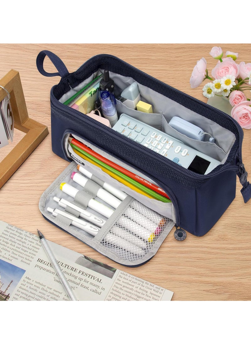 AUTOYSUR Pencil Case Large Capacity Pencil Pouch Handheld Pen Bag Cosmetic Gift for Office School Teen Girl Boy Men Women Adult (Navy)  - Image 2