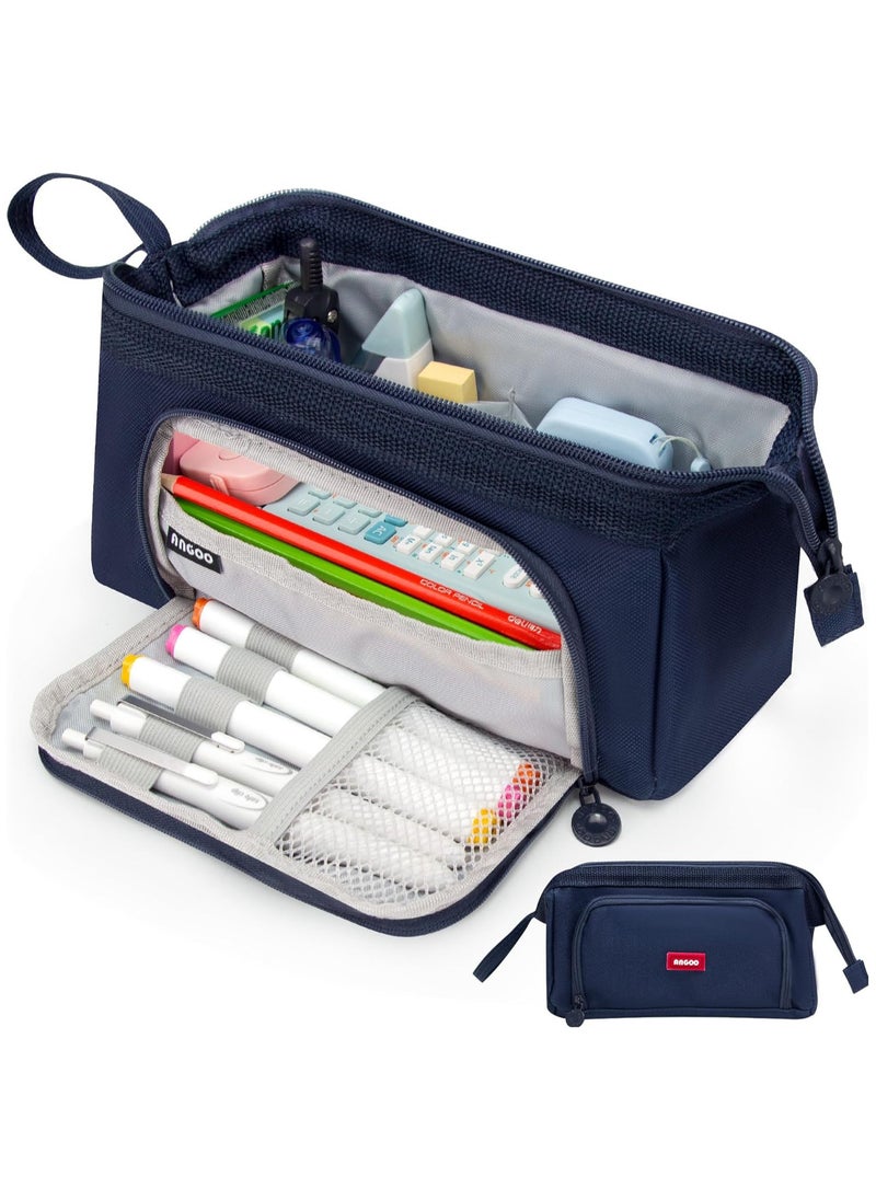 AUTOYSUR Pencil Case Large Capacity Pencil Pouch Handheld Pen Bag Cosmetic Gift for Office School Teen Girl Boy Men Women Adult (Navy)  - Image 1