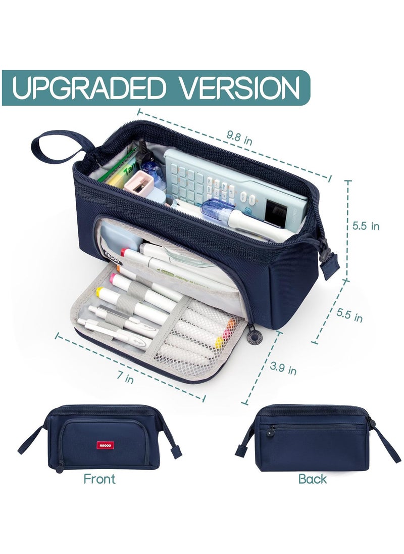 AUTOYSUR Pencil Case Large Capacity Pencil Pouch Handheld Pen Bag Cosmetic Gift for Office School Teen Girl Boy Men Women Adult (Navy)  - Image 3