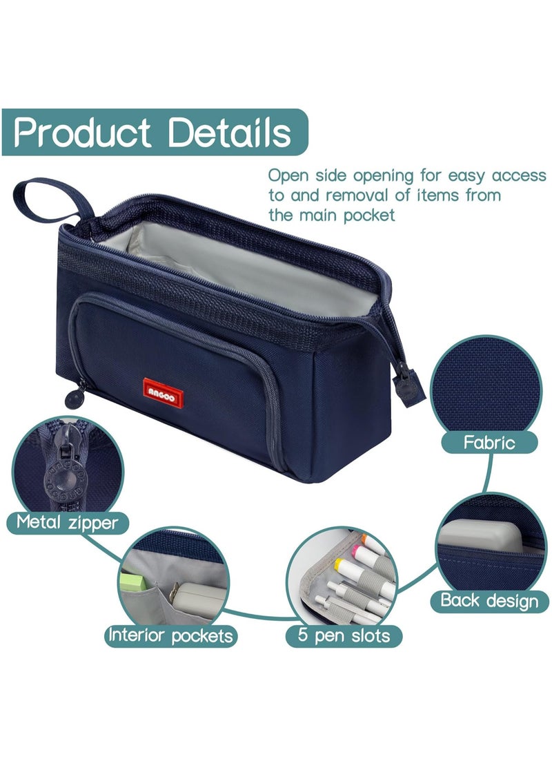 AUTOYSUR Pencil Case Large Capacity Pencil Pouch Handheld Pen Bag Cosmetic Gift for Office School Teen Girl Boy Men Women Adult (Navy)  - Image 4