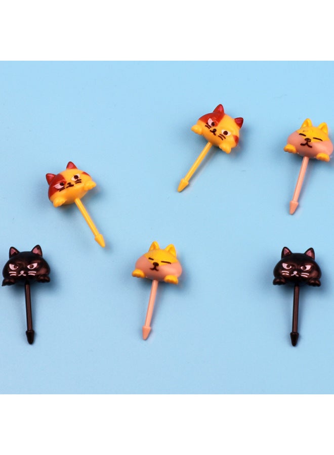 Japanese Cartoon Fruit Fork Cute Animal Fruit Fork Children Baby Special Fruit Sign Wholesale-Color:6pc Fruit Fork/three Color Cat Opp Pack  - Image 1