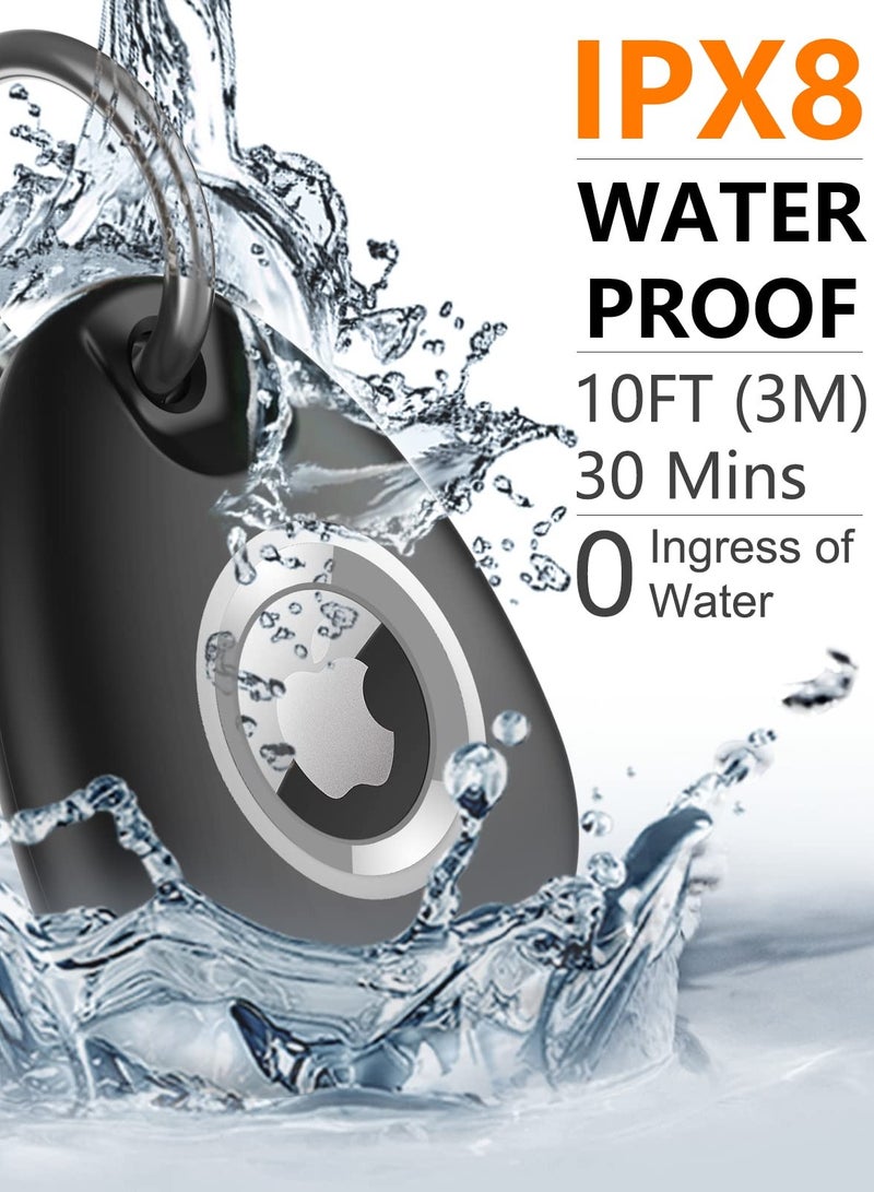 Case for AirTag, IPX8 Waterproof Keychain Holder Compatible with Apple Air Tag Case for Dog/Cat/Luggage (Black)  - Image 2