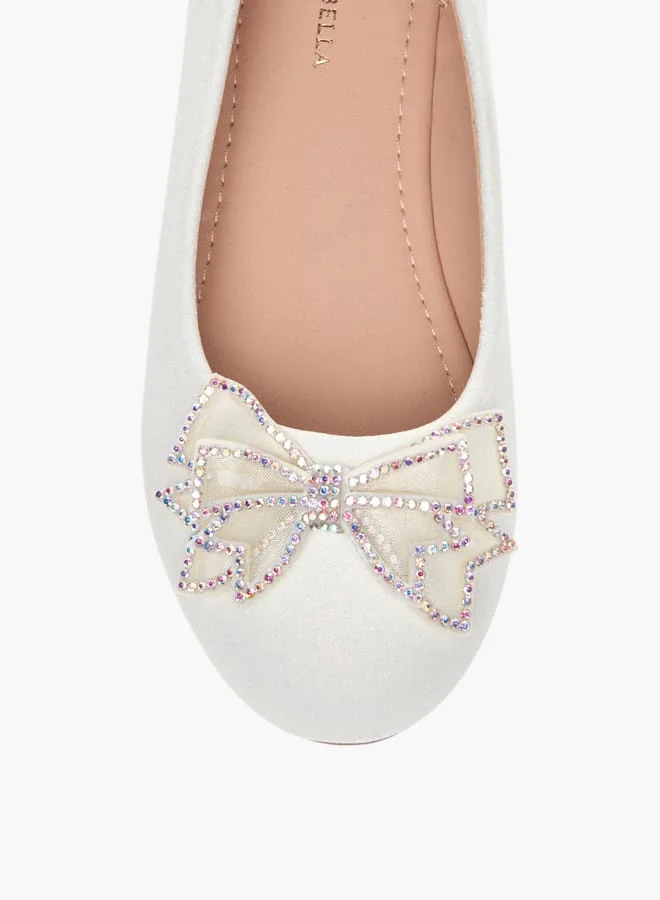 Flora Bella By Shoexpress Girls Bow Embellished Slip-On Ballerina Shoes