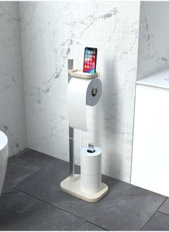 Primanova Primanova Plastic And Aluminum Toilet Paper Holder With Mobile Holder-Beige  - Image 1