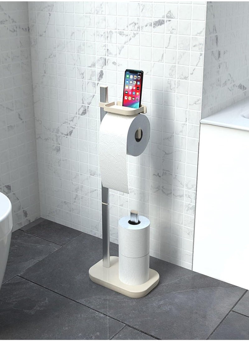 Primanova - Primanova Plastic And Aluminum Toilet Paper Holder With Mobile Holder-Beige - Image 1