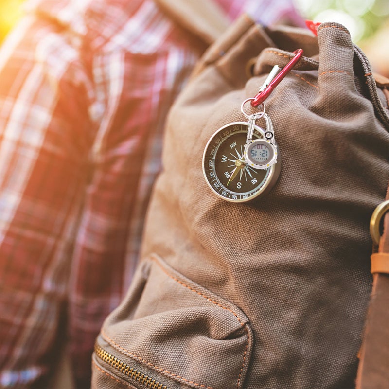 Backpack Fob Glow in The Dark Pocket Watch with Compass (Yellow) - Image 1