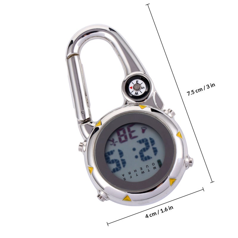 Backpack Fob Glow in The Dark Pocket Watch with Compass (Yellow) - Image 2