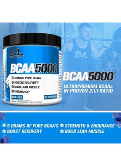 Evlution EVL BCAAs Amino Acids Powder - BCAA Powder Post Workout Recovery Drink and Stim Free Pre Workout Energy Drink Powder - 5g Branched Chain Amino Acids Supplement for Men - Blue Raz  - Image 3