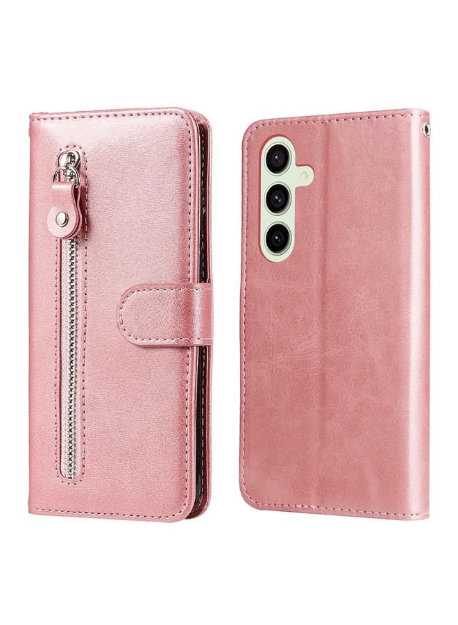 S-TOP Case For Samsung Galaxy S24 FE 5G Fashion Calf Texture Zipper Leather Phone Case - Image 1