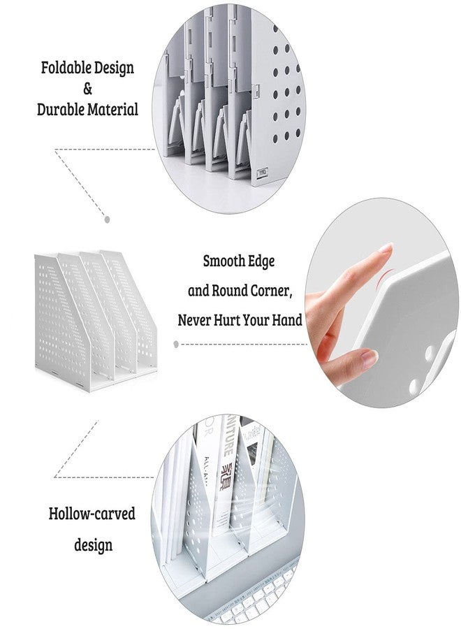 ساييك حامل ملفات ومجلات مكتبي من SAYEEC، 3 أقسام بلاستيكية مجوفة، منظم ملفات قابل للطي، رفوف خزانة ملفات، فواصل، رف عرض وتخزين - Image 3