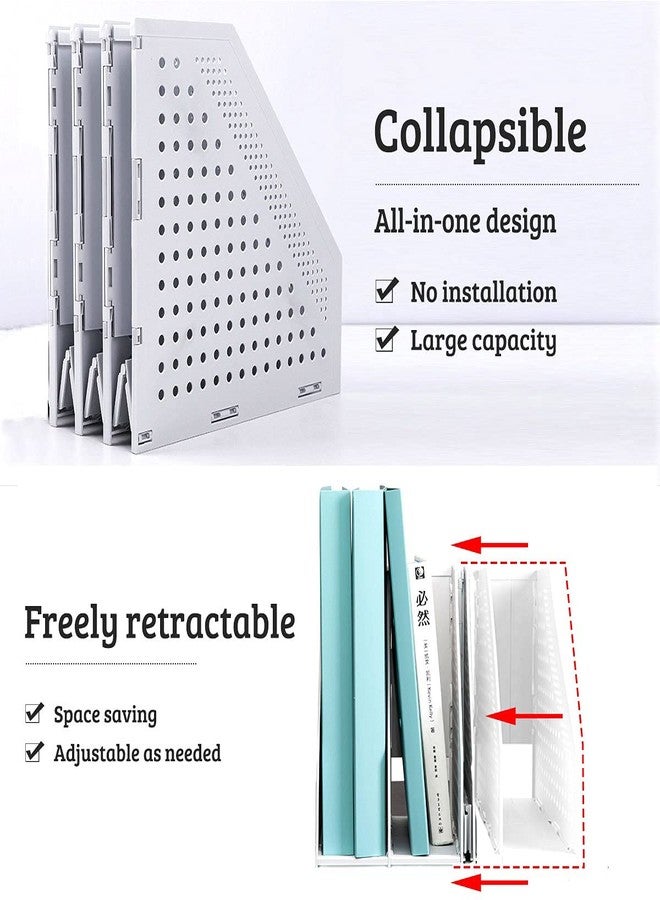 ساييك حامل ملفات ومجلات مكتبي من SAYEEC، 3 أقسام بلاستيكية مجوفة، منظم ملفات قابل للطي، رفوف خزانة ملفات، فواصل، رف عرض وتخزين - Image 4